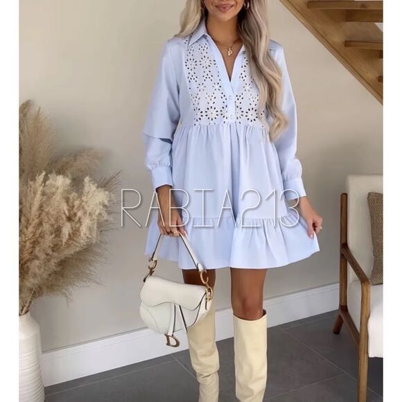 ZARA OPENWORK EMBROIDERED DRESS - Picture 4 of 16